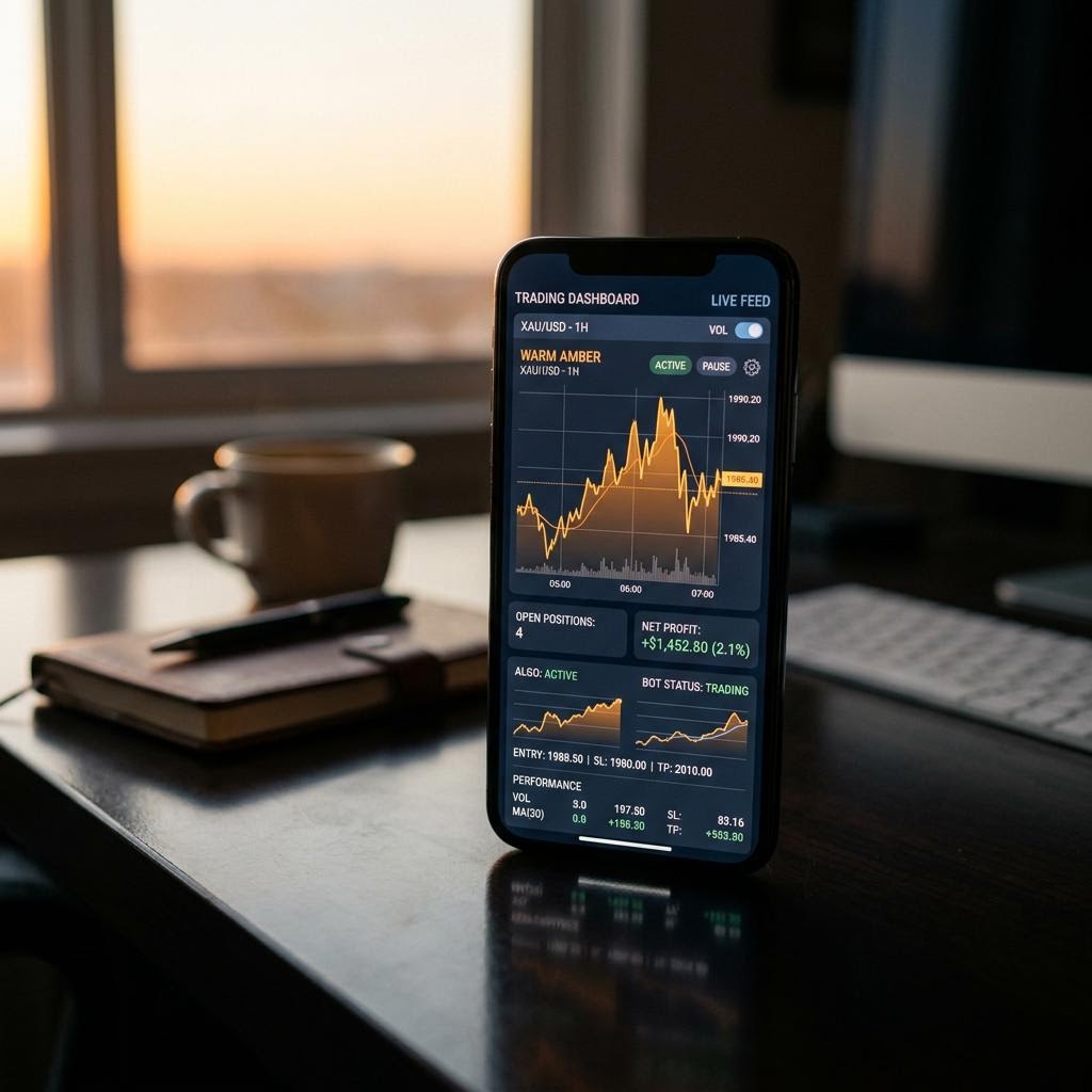 Panel de control de la plataforma de trading con IA Monsteadpeak
